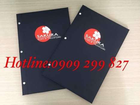 Địa chỉ làm bìa menu nhà hàng đẹp, cung cấp bìa menu in logo giá rẻ, làm bìa menu da ép kim vàng,