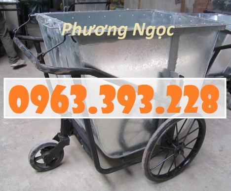 Xe gom rác tôn 500 Lít, xe thu gom rác thải công cộng