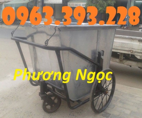 Xe gom rác tôn 500 Lít, xe thu gom rác thải công cộng