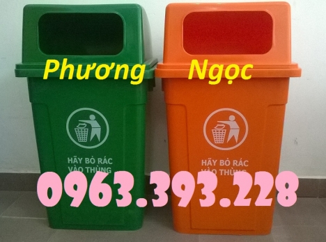 Thùng rác 90 Lít nhựa HDPE, thùng rác cửa ngang, thùng rác nắp hở
