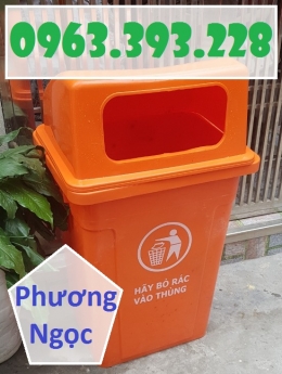 Thùng rác 90 Lít nhựa HDPE, thùng rác cửa ngang, thùng rác nắp hở