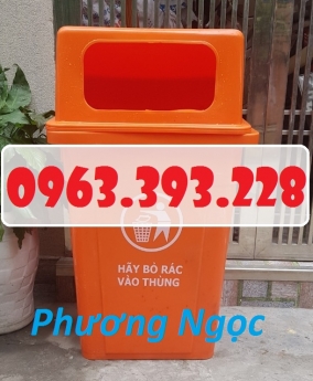 Thùng rác 90 Lít nhựa HDPE, thùng rác cửa ngang, thùng rác nắp hở