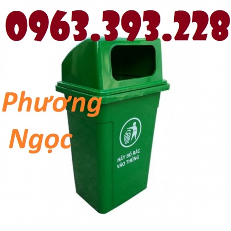 Thùng rác 90 Lít nhựa HDPE, thùng rác cửa ngang, thùng rác nắp hở