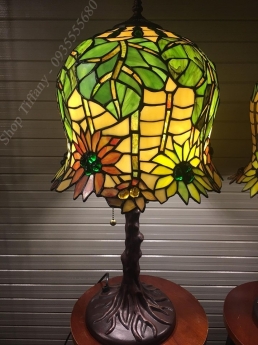 Đôi đèn bàn tiffany hoa hướng dương rủ