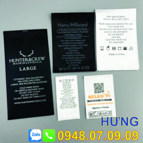 Nhãn ép nhiệt, nhãn mác quần áo, nhãn sườn may mặc (Toàn Quốc)