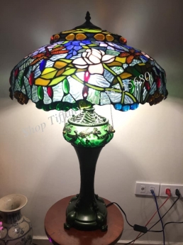 Đèn Hai thân tiffany Họa Tiết Chuồn Sen.