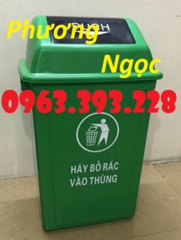 Thùng rác 60L nắp lật, thùng rác nhựa HDPE, thùng rác 60L Push