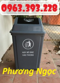 Thùng rác 60L nắp lật, thùng rác nhựa HDPE, thùng rác 60L Push