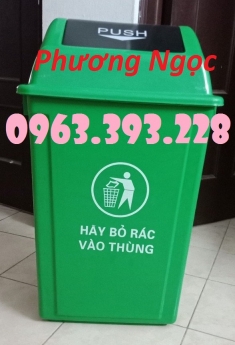 Thùng rác 60L nắp lật, thùng rác nhựa HDPE, thùng rác 60L Push