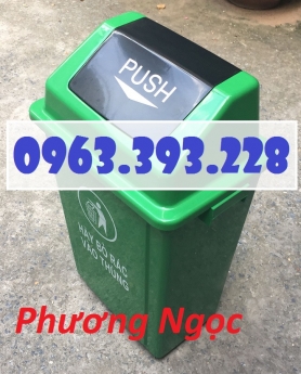 Thùng rác 60L nắp lật, thùng rác nhựa HDPE, thùng rác 60L Push