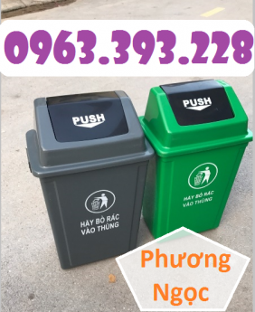 Thùng rác 60L nắp lật, thùng rác nhựa HDPE, thùng rác 60L Push