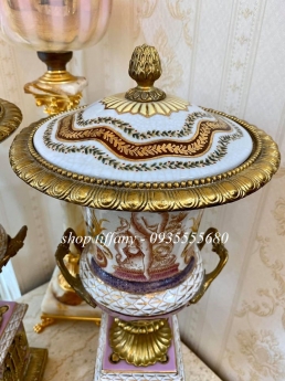 Cặp bình gốm men rạn Bỉ