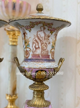Cặp bình gốm men rạn Bỉ