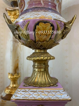 Cặp bình gốm men rạn Bỉ