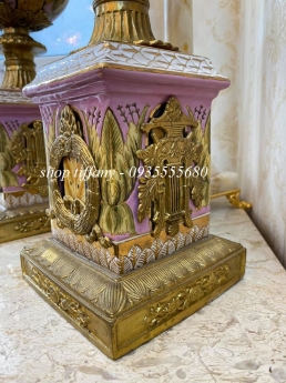 Cặp bình gốm men rạn Bỉ