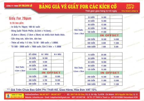 In offset, Tờ rơi, Bao Thư, Danh Thiếp , Túi Xách, Decal v.v....