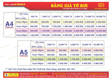 In offset, Tờ rơi, Bao Thư, Danh Thiếp , Túi Xách, Decal v.v....