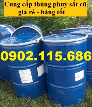 Thùng phuy sắt cũ, thùng phuy sắt cũ giá rẻ, thùng phuy sắt cũ đựng hóa chất,