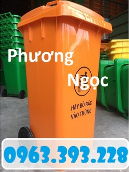 Thùng rác nhựa HDPE 120L, thùng rác công cộng, thùng rác 2 bánh xe