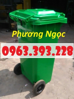 Thùng rác nhựa HDPE 120L, thùng rác công cộng, thùng rác 2 bánh xe