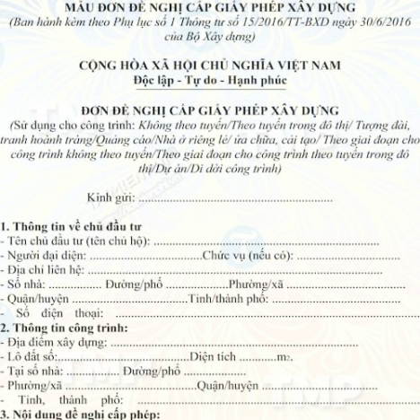 Dịch vụ về xin cấp phép xây dựng