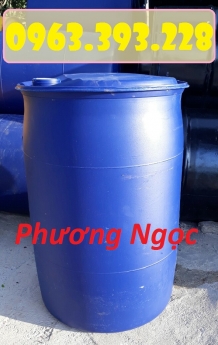 Thùng phuy nhựa 2 nắp nhỏ, phuy nhựa đã qua sử dụng, phuy nhựa làm bè