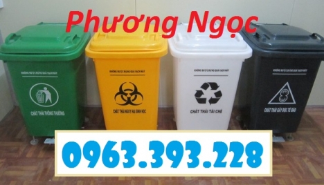 Thùng rác nhựa 60L đạp chân, thùng rác đạp chân 4 bánh xe