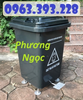 Thùng rác nhựa 60L đạp chân, thùng rác đạp chân 4 bánh xe