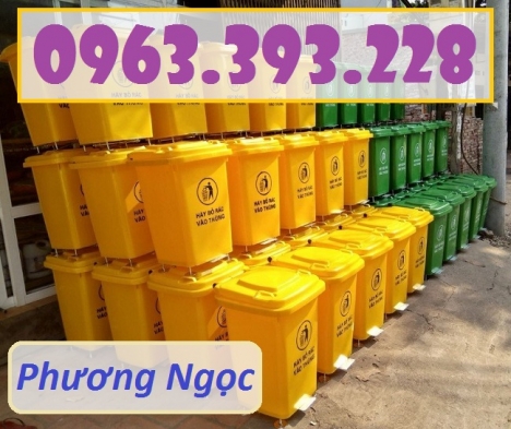 Thùng rác nhựa 60L đạp chân, thùng rác đạp chân 4 bánh xe