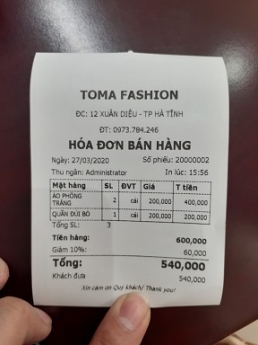 Trọn bộ máy tính tiền như hình cho shop quần áo giá rẻ tại Hà Tỉnh