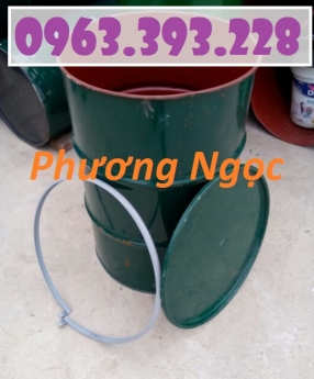 Thùng phuy sắt nắp mở cũ, thùng phuy sắt có đai, thùng phuy 220L