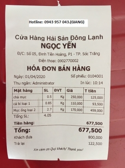 Cửa hàng hải sản đông lạnh tại biển Bạc Liêu lắp full bộ máy tính tiền giá rẻ  