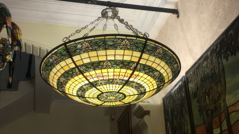 Đèn Trần Tiffany Hoạ Tiết Hoa Hồng.