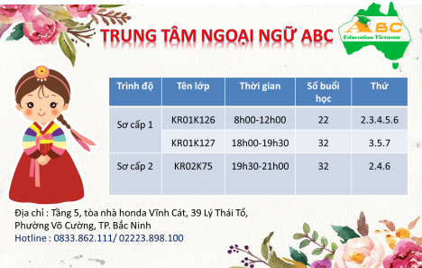 tuyển sinh lớp tiếng hàn dành cho mọi đối tượng