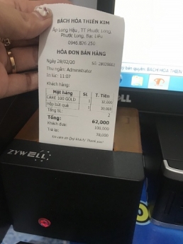 Bán trợ giá trọn bộ máy tính tiền cho cửa hàng bách hóa tại Bạc Liêu