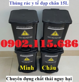 Thùng rác y tế đạp chân, thùng đựng rác thải nguy hại, thùng đựng rác thải lây nhiễm, thùng rác y tế