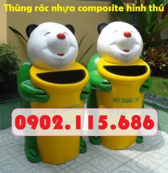 Thùng rác hình con thú, thùng rác nhựa con thú, thùng rác công viên, thùng rác trường mầm non,