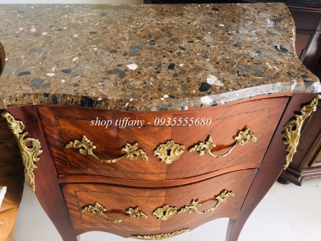 Kệ Đơn Hai Ngăn Kéo Mặt Đá Hàng Âu Cổ.
