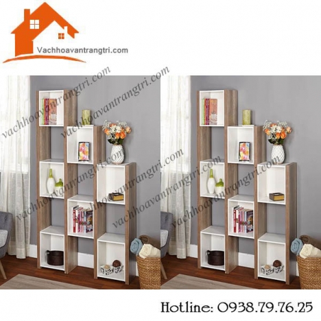 Đồ trang trí nội thất đẹp với kệ gỗ trang trí phòng khách