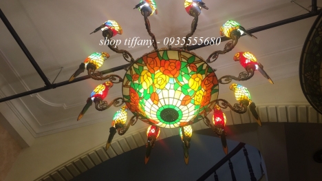 Giao Lưu Bộ Đèn Chùm Tiffany Con Vẹt Hàng Đẹp.