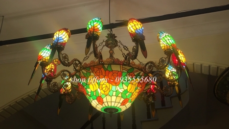 Giao Lưu Bộ Đèn Chùm Tiffany Con Vẹt Hàng Đẹp.