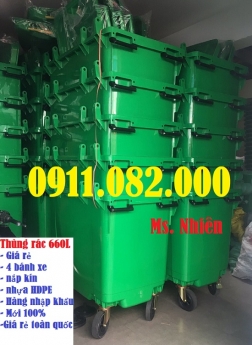 Công ty bán sỉ thùng rác 120 lít giá rẻ tại sóc trăng- thùng rác 240L 660L- lh 0911.082.000