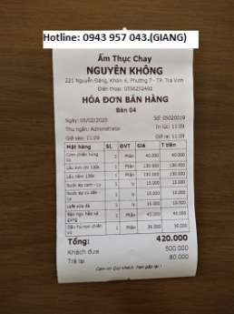 Trà Vinh lắp máy in tặng phần mềm mô hình quán ăn giá rẻ