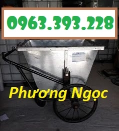Xe thu gom rác bằng tôn 400 Lít, xe rác tôn 3 bánh, xe rác công cộng