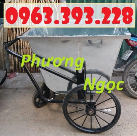 Xe thu gom rác bằng tôn 400 Lít, xe rác tôn 3 bánh, xe rác công cộng