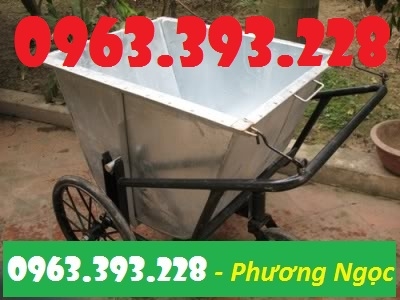 Xe thu gom rác bằng tôn 400 Lít, xe rác tôn 3 bánh, xe rác công cộng