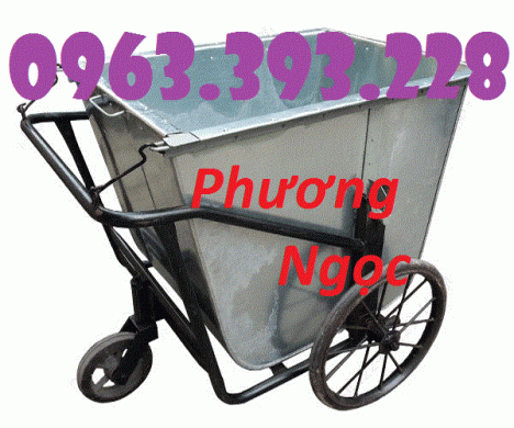 Xe thu gom rác bằng tôn 400 Lít, xe rác tôn 3 bánh, xe rác công cộng