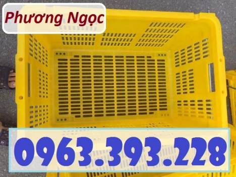 Sọt nhựa công nghiệp, sọt thanh long, sọt nhựa rỗng HS011 có quai sắt