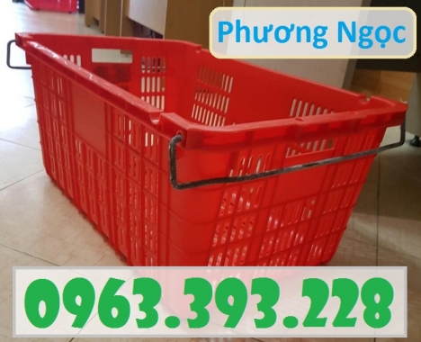 Sọt nhựa công nghiệp, sọt thanh long, sọt nhựa rỗng HS011 có quai sắt