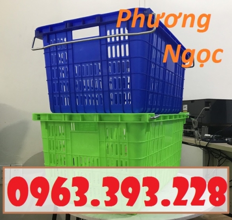 Sọt nhựa công nghiệp, sọt thanh long, sọt nhựa rỗng HS011 có quai sắt